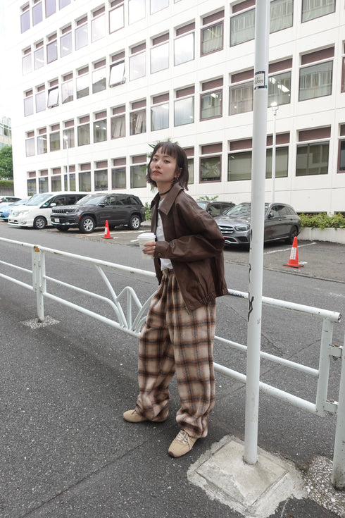 起毛チェックラフパンツ
